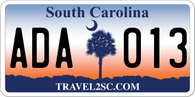 SC license plate ADA013