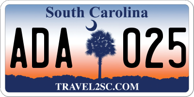 SC license plate ADA025
