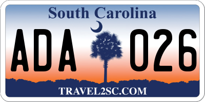 SC license plate ADA026