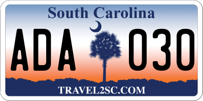 SC license plate ADA030