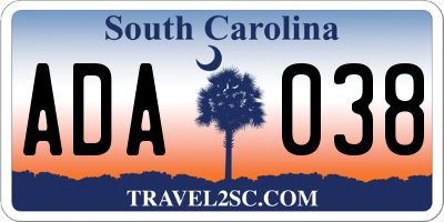 SC license plate ADA038