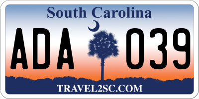 SC license plate ADA039
