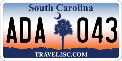 SC license plate ADA043