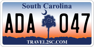 SC license plate ADA047