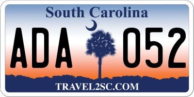 SC license plate ADA052
