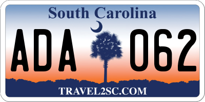 SC license plate ADA062