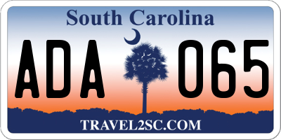 SC license plate ADA065