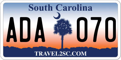 SC license plate ADA070