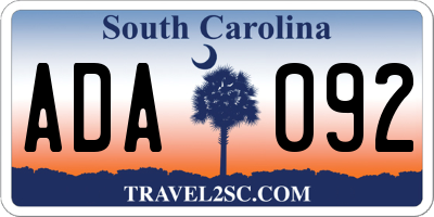 SC license plate ADA092