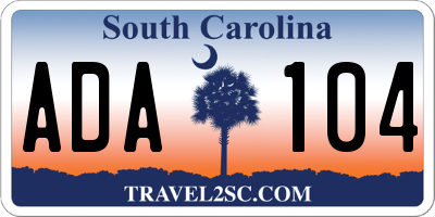 SC license plate ADA104