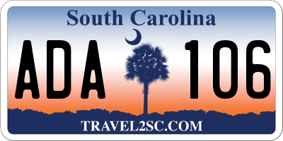 SC license plate ADA106
