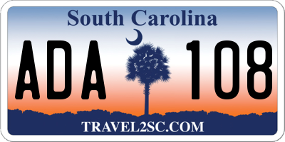 SC license plate ADA108
