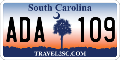 SC license plate ADA109