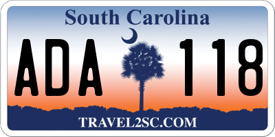 SC license plate ADA118
