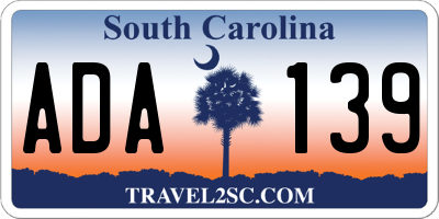 SC license plate ADA139