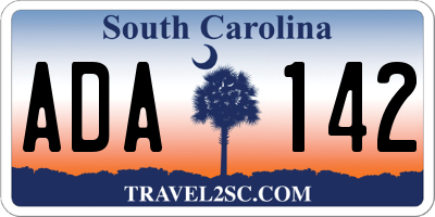 SC license plate ADA142