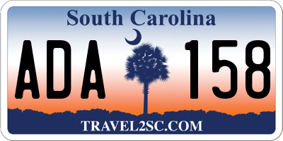SC license plate ADA158