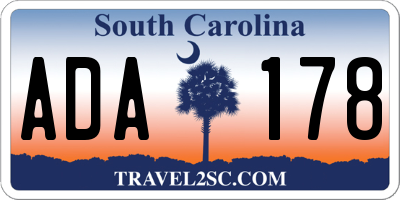 SC license plate ADA178