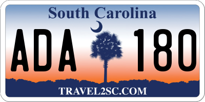 SC license plate ADA180