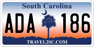 SC license plate ADA186