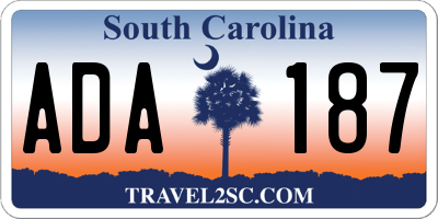 SC license plate ADA187