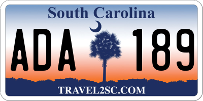 SC license plate ADA189