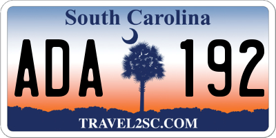 SC license plate ADA192