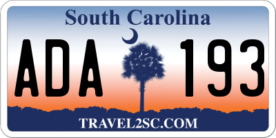 SC license plate ADA193