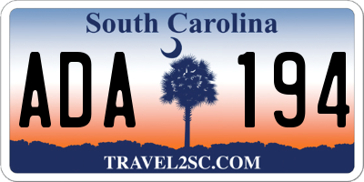 SC license plate ADA194