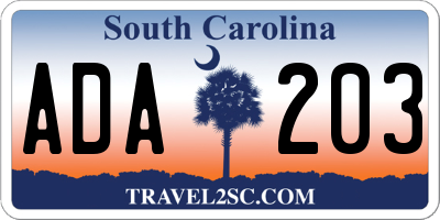 SC license plate ADA203