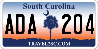 SC license plate ADA204