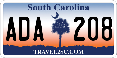SC license plate ADA208