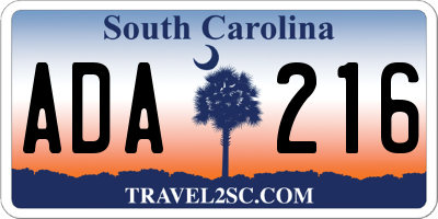 SC license plate ADA216
