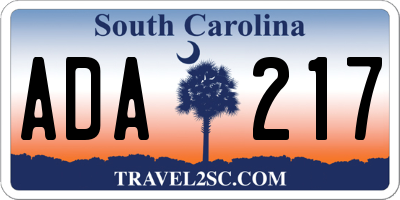 SC license plate ADA217
