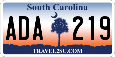 SC license plate ADA219