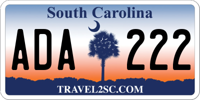 SC license plate ADA222