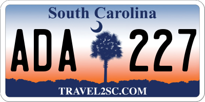 SC license plate ADA227
