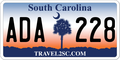 SC license plate ADA228