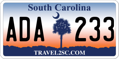 SC license plate ADA233