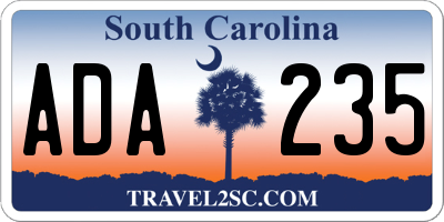 SC license plate ADA235