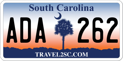 SC license plate ADA262