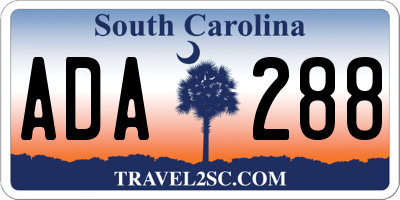 SC license plate ADA288
