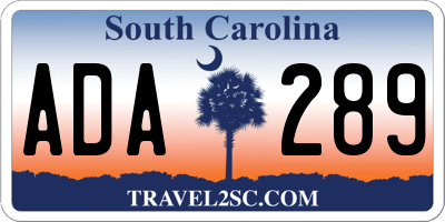 SC license plate ADA289