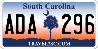 SC license plate ADA296