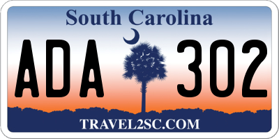 SC license plate ADA302