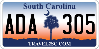 SC license plate ADA305