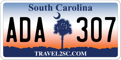 SC license plate ADA307