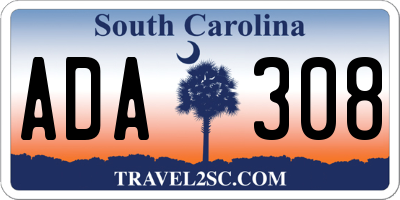 SC license plate ADA308
