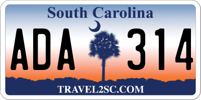 SC license plate ADA314