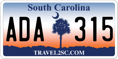 SC license plate ADA315